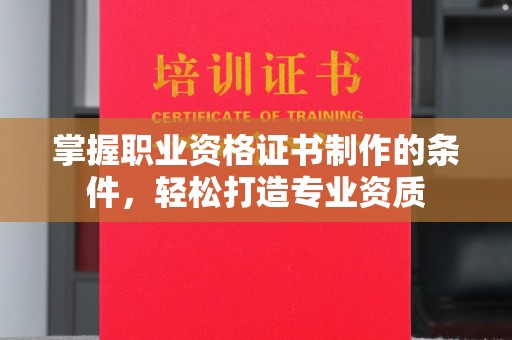 玉州掌握职业资格证书制作的条件，轻松打造专业资质